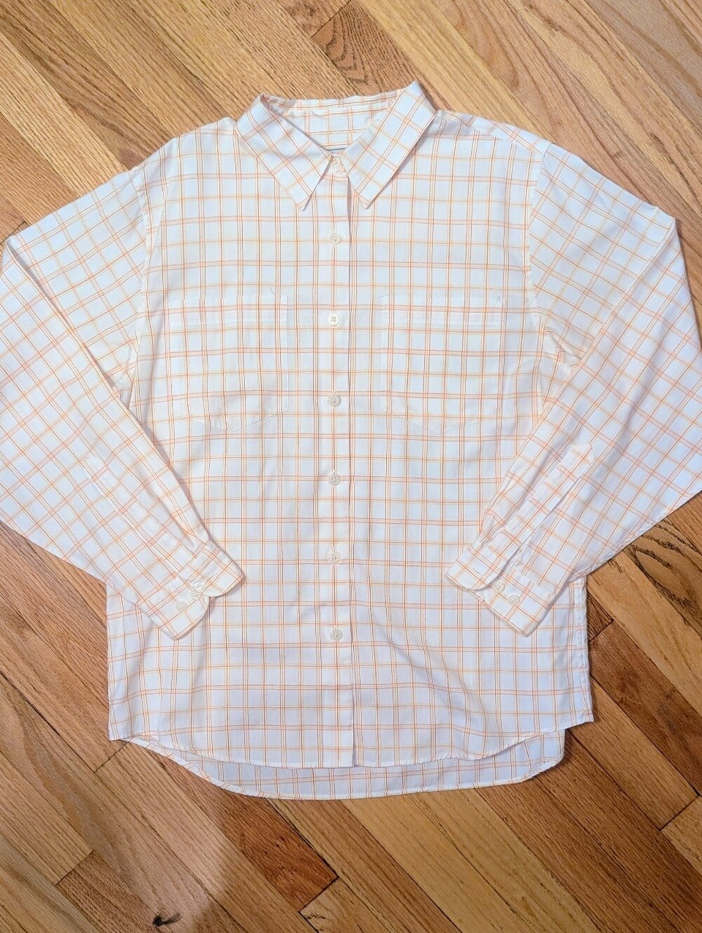 Vintage L.L.Bean Women’s M Plaid Button Down Shirt Made Hong Kong Preppy